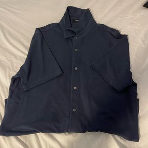 Theory Short Sleeve Navy Button Up